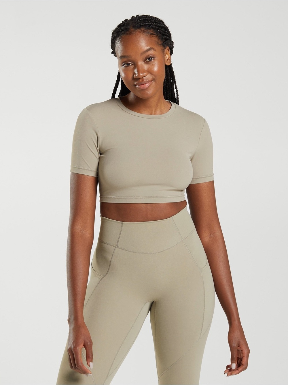 Women's Short Sleeve Crop Top in Sage gymshark